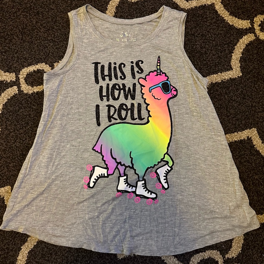 Girls 14/16 Justice Llama Tank Top